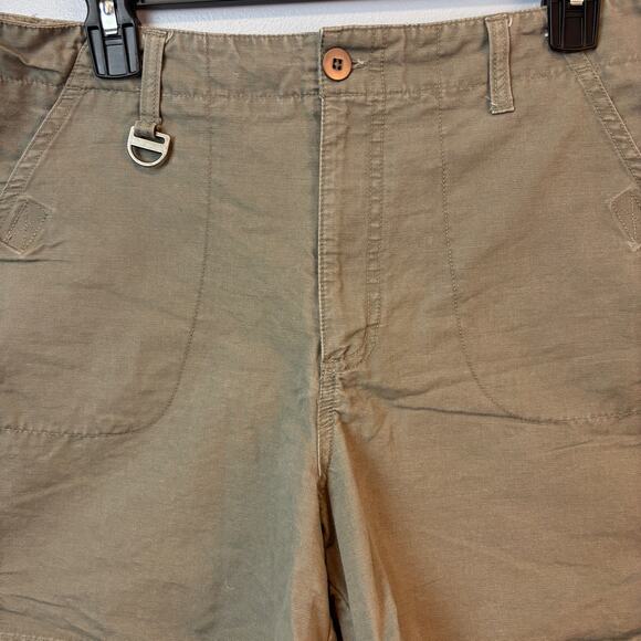 Vintage Essentials Style Shorts Khaki Green Womens 14 100% Cotton Slant Pockets - Picture 3 of 5